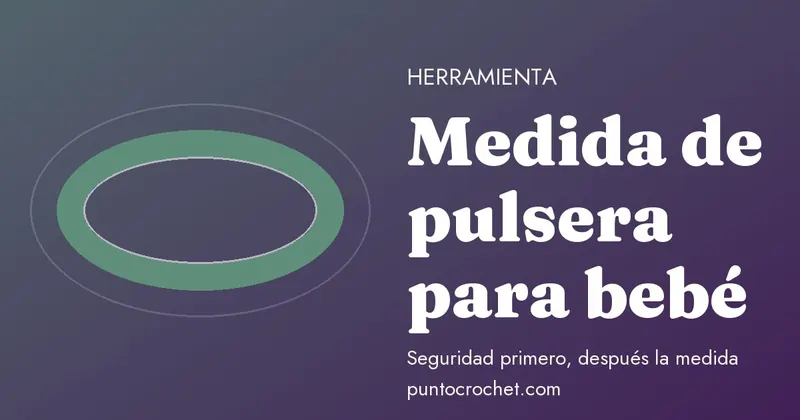Tarjeta ilustrada con una pulsera ovalada verde y el título Medida de pulsera para bebé