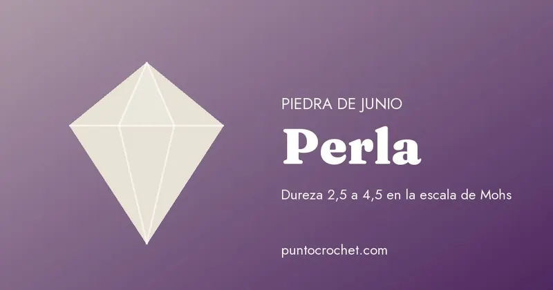 Gema de color blanco nacarado dibujada junto al nombre Perla