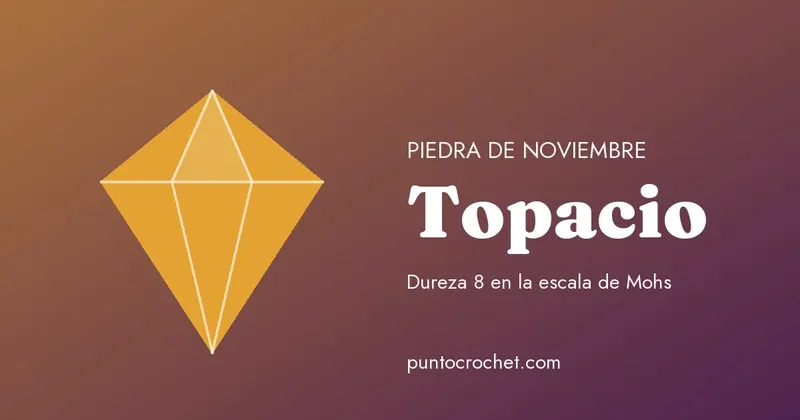 Gema de color dorado dibujada junto al nombre Topacio
